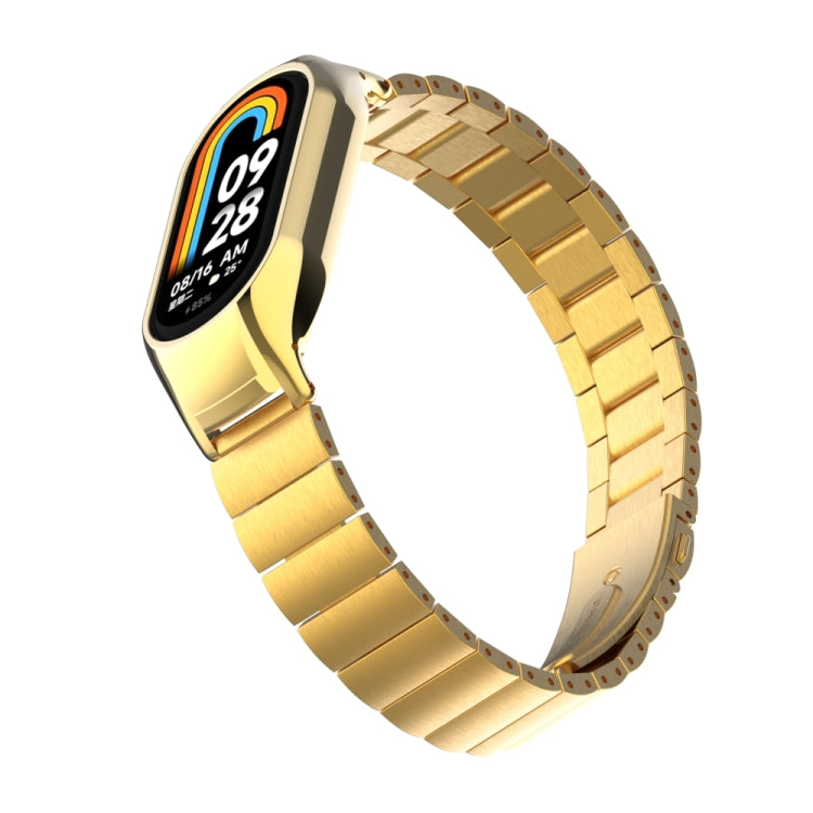 For Xiaomi Mi Band 8 Integrated Metal Case + Bamboo One-bead Watch Band