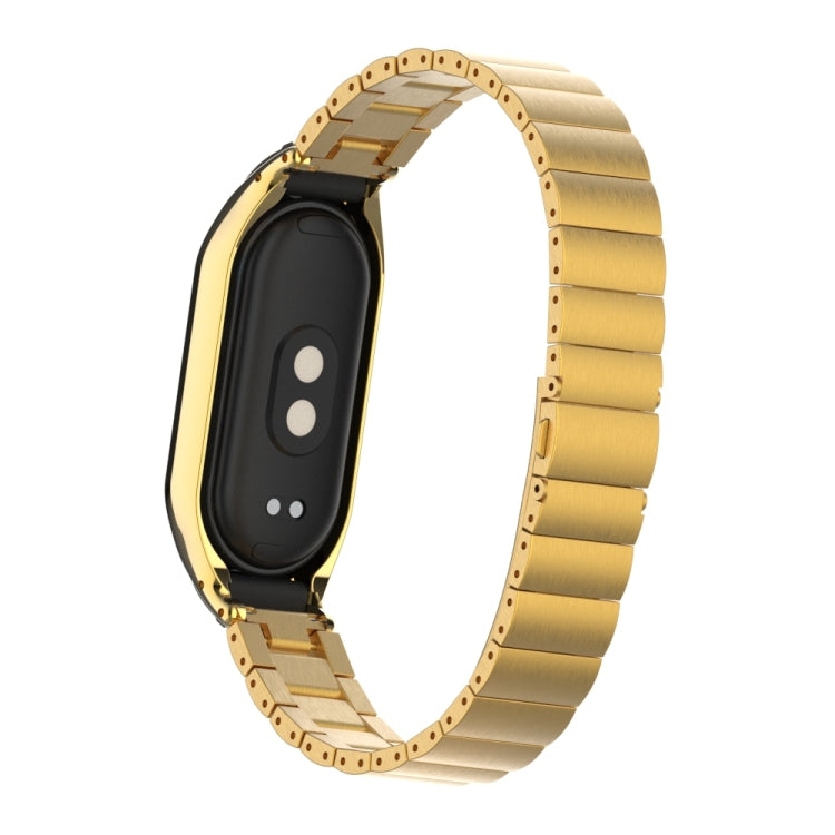 For Xiaomi Mi Band 8 Integrated Metal Case + Bamboo One-bead Watch Band