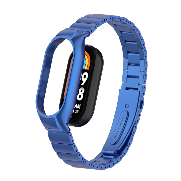For Xiaomi Mi Band 8 Integrated Metal Case + Bamboo One-bead Watch Band