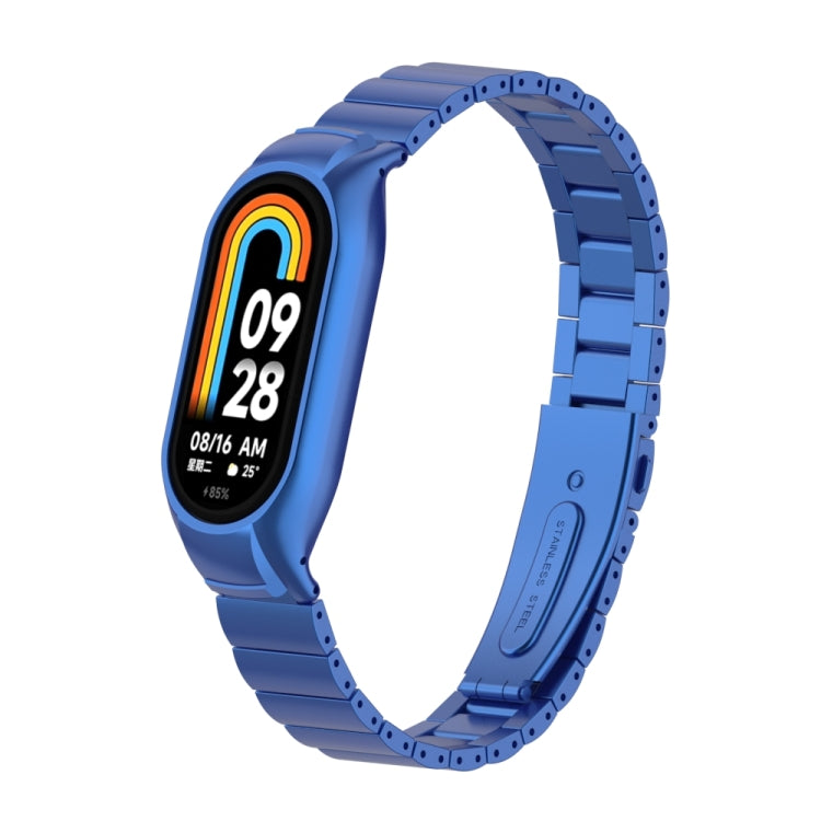 For Xiaomi Mi Band 8 Integrated Metal Case + Bamboo One-bead Watch Band