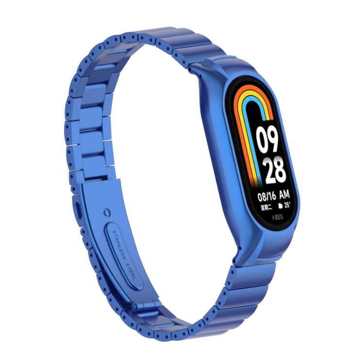 For Xiaomi Mi Band 8 Integrated Metal Case + Bamboo One-bead Watch Band