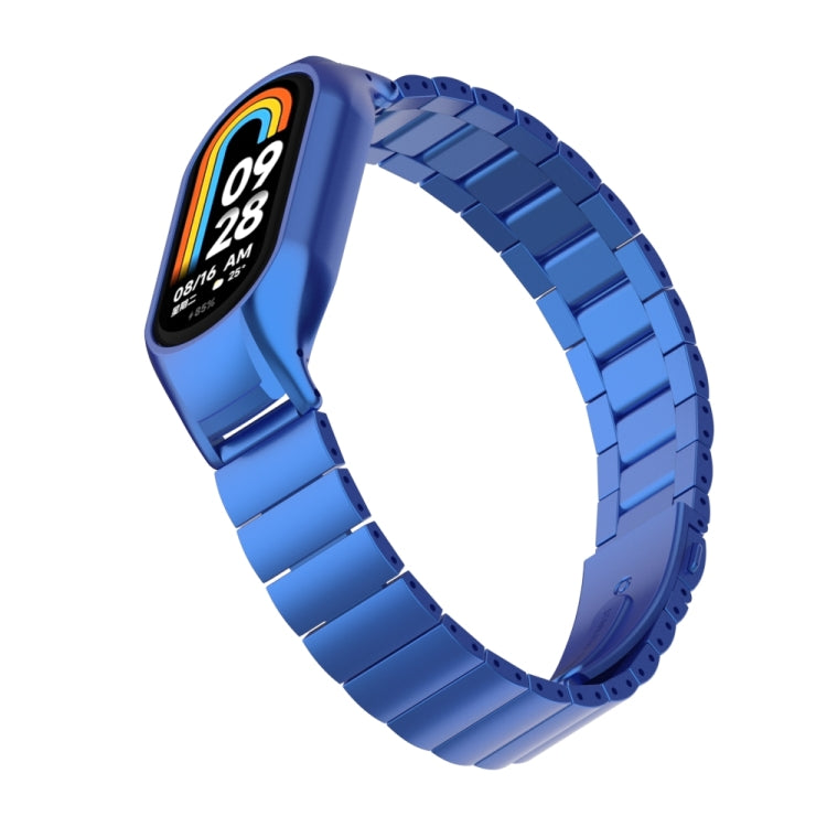 For Xiaomi Mi Band 8 Integrated Metal Case + Bamboo One-bead Watch Band