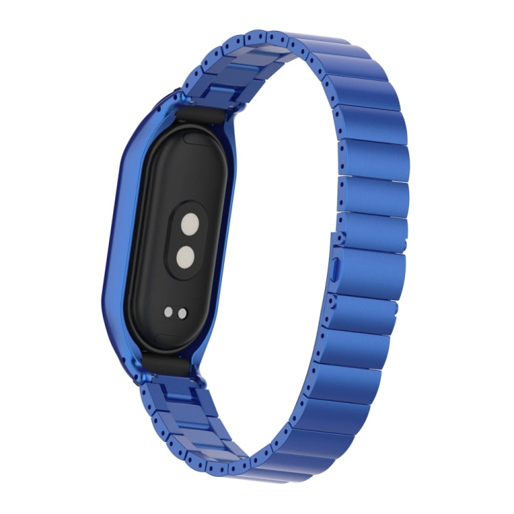 For Xiaomi Mi Band 8 Integrated Metal Case + Bamboo One-bead Watch Band