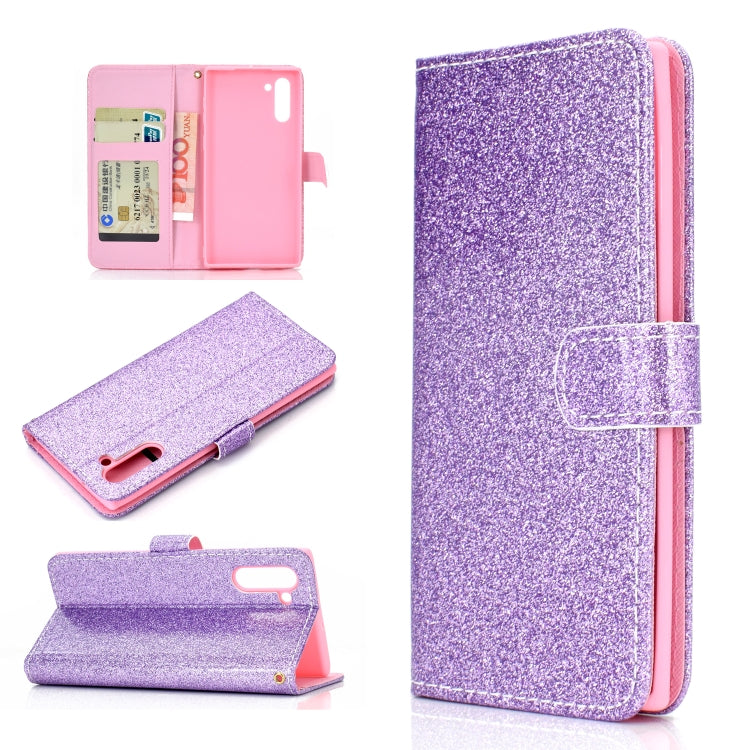 For Samsung Galaxy Note 10 Glitter Powder Horizontal Flip Leather Case with Card Slots & Holder & Photo Frame & Wallet