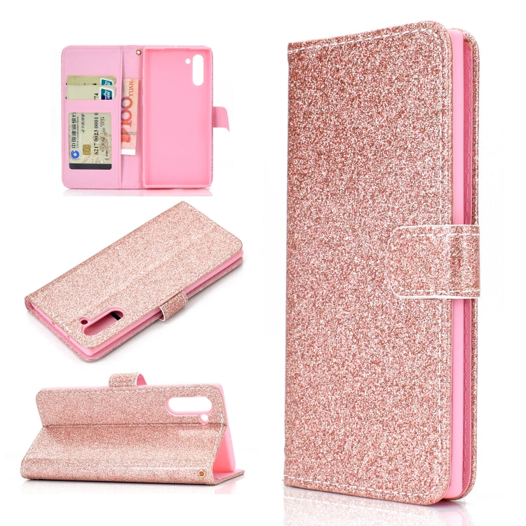 For Samsung Galaxy Note 10 Glitter Powder Horizontal Flip Leather Case with Card Slots & Holder & Photo Frame & Wallet