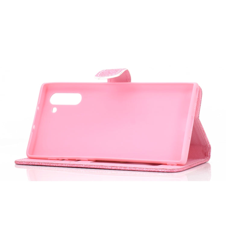 For Samsung Galaxy Note 10 Glitter Powder Horizontal Flip Leather Case with Card Slots & Holder & Photo Frame & Wallet