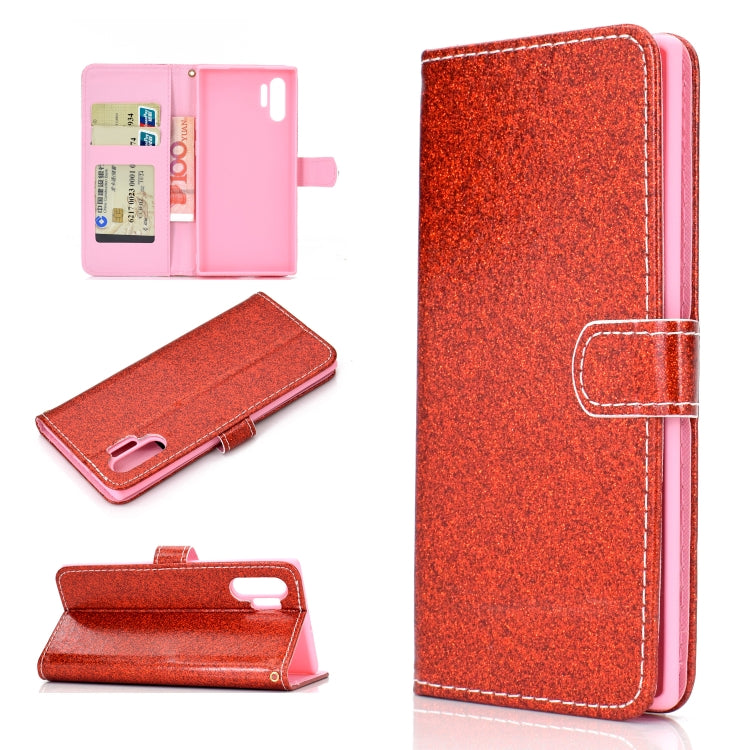 For Samsung Galaxy Note 10 Pro Glitter Powder Horizontal Flip Leather Case with Card Slots & Holder & Photo Frame & Wallet