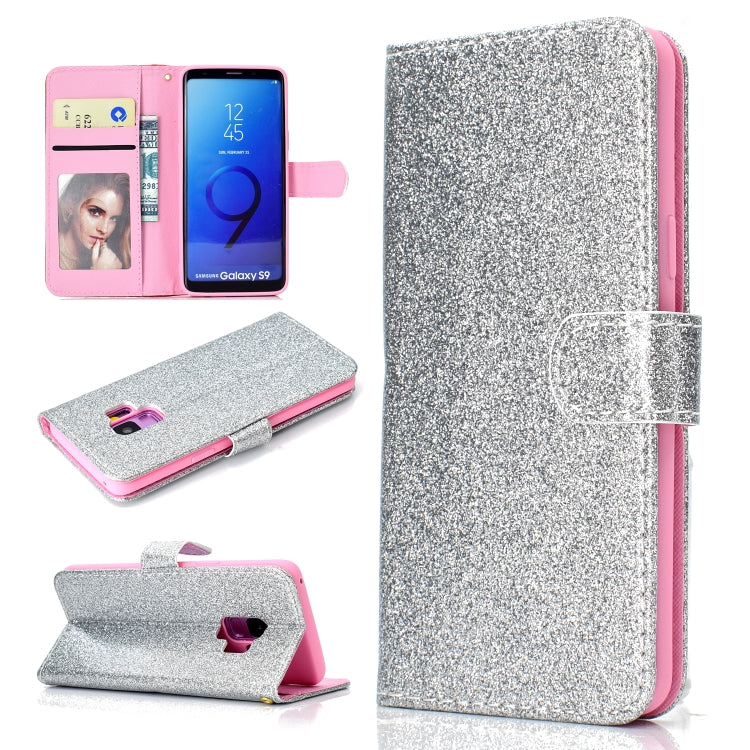 For Samsung Galaxy S9 Glitter Powder Horizontal Flip Leather Case with Card Slots & Holder & Photo Frame & Wallet