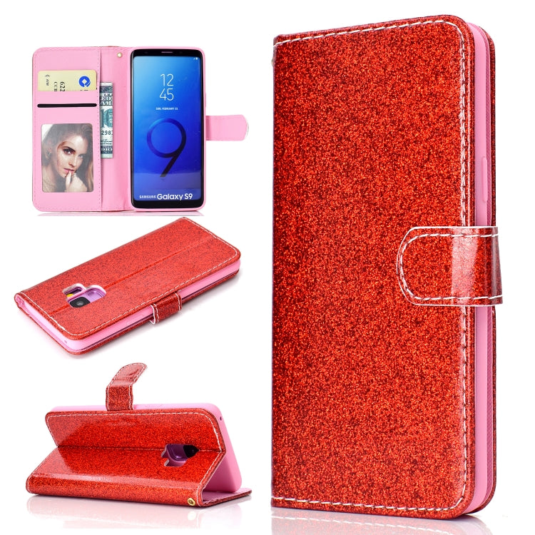 For Samsung Galaxy S9 Glitter Powder Horizontal Flip Leather Case with Card Slots & Holder & Photo Frame & Wallet