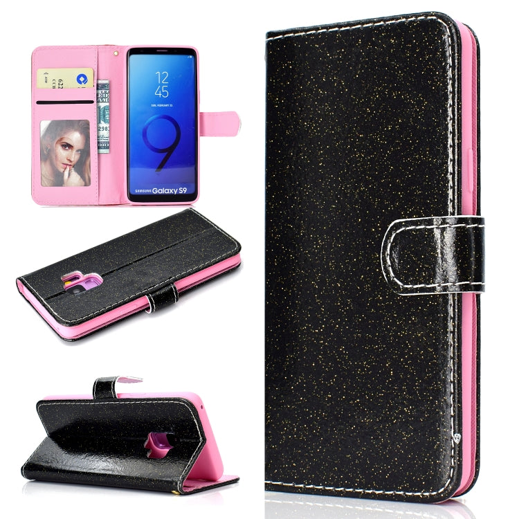 For Samsung Galaxy S9 Glitter Powder Horizontal Flip Leather Case with Card Slots & Holder & Photo Frame & Wallet