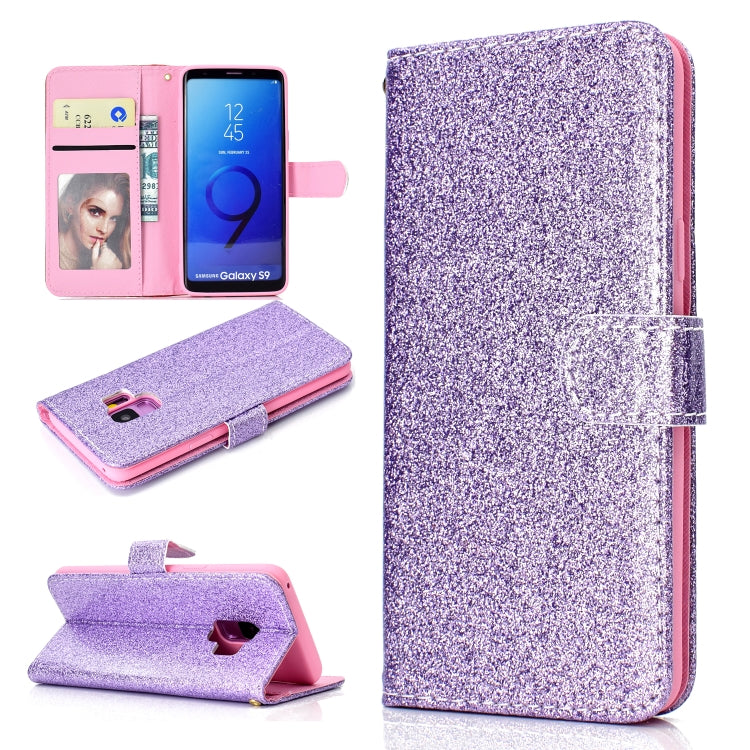 For Samsung Galaxy S9 Glitter Powder Horizontal Flip Leather Case with Card Slots & Holder & Photo Frame & Wallet