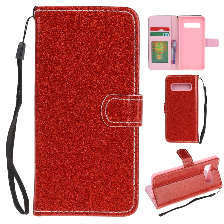 For Samsung Galaxy S10 Glitter Powder Horizontal Flip Leather Case with Card Slots & Holder & Photo Frame & Wallet