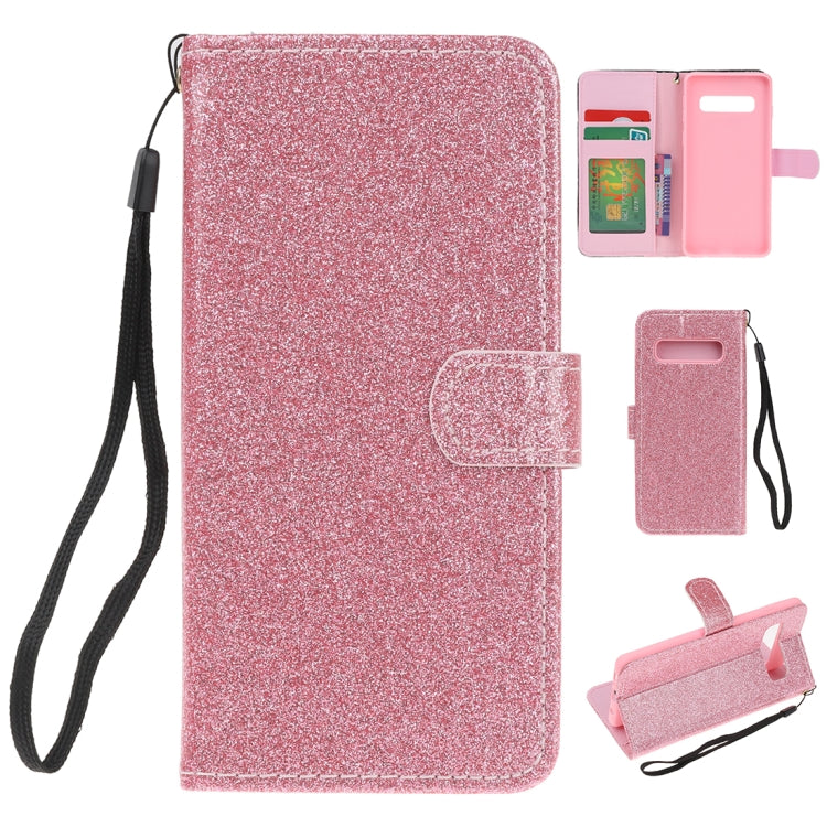 For Samsung Galaxy S10 Glitter Powder Horizontal Flip Leather Case with Card Slots & Holder & Photo Frame & Wallet