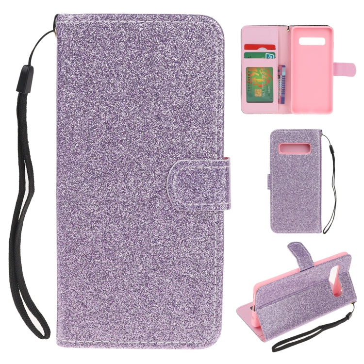 For Samsung Galaxy S10 Glitter Powder Horizontal Flip Leather Case with Card Slots & Holder & Photo Frame & Wallet