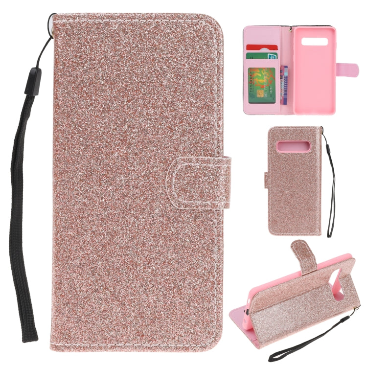For Samsung Galaxy S10 Glitter Powder Horizontal Flip Leather Case with Card Slots & Holder & Photo Frame & Wallet
