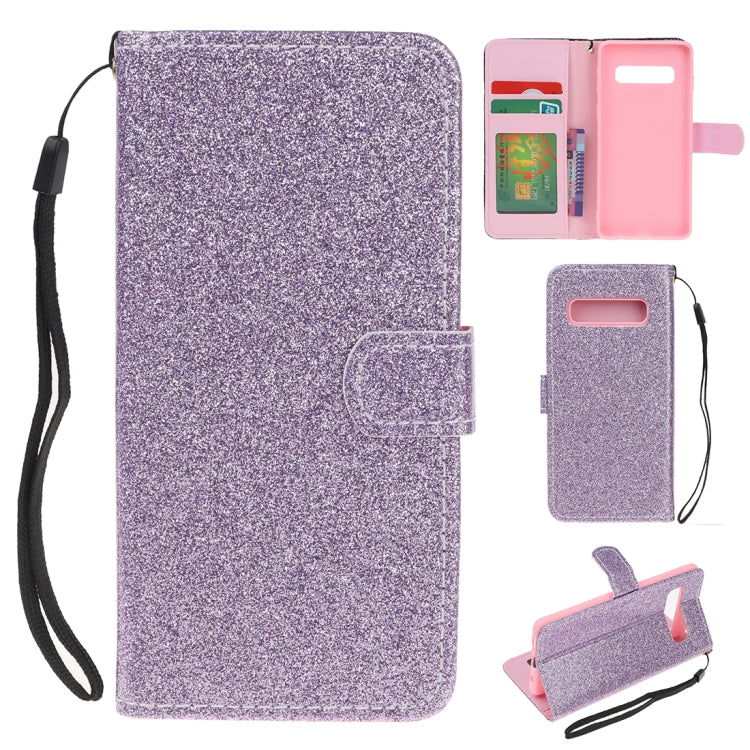 For Samsung Galaxy S10 5G Glitter Powder Horizontal Flip Leather Case with Card Slots & Holder & Photo Frame & Wallet