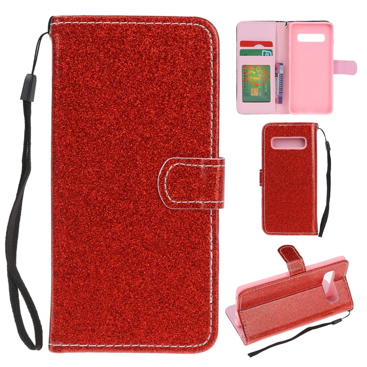 For Samsung Galaxy S10 Plus Glitter Powder Horizontal Flip Leather Case with Card Slots & Holder & Photo Frame & Wallet