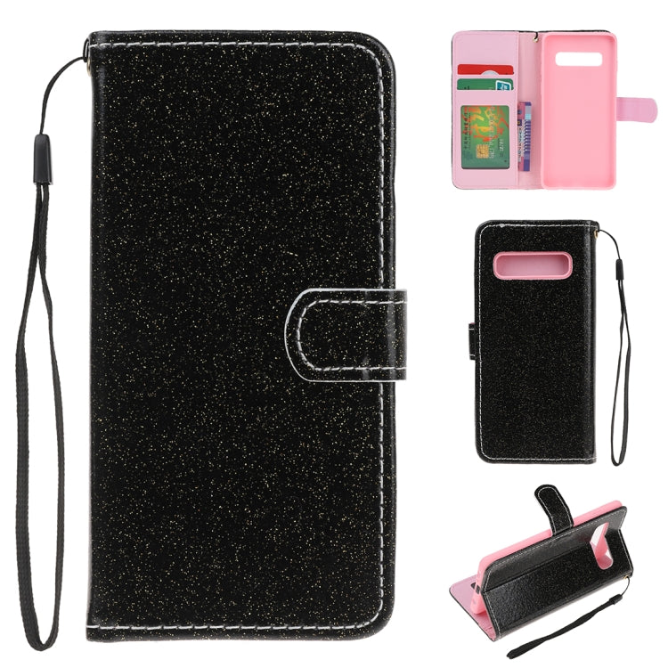 For Samsung Galaxy S10 Plus Glitter Powder Horizontal Flip Leather Case with Card Slots & Holder & Photo Frame & Wallet