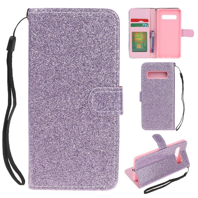 For Samsung Galaxy S10 Plus Glitter Powder Horizontal Flip Leather Case with Card Slots & Holder & Photo Frame & Wallet