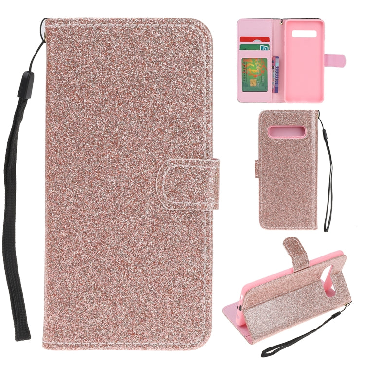 For Samsung Galaxy S10 Plus Glitter Powder Horizontal Flip Leather Case with Card Slots & Holder & Photo Frame & Wallet