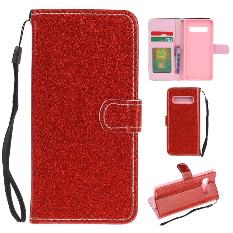 For Samsung Galaxy S10e Glitter Powder Horizontal Flip Leather Case with Card Slots & Holder & Photo Frame & Wallet