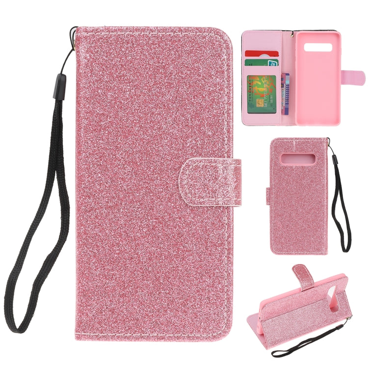For Samsung Galaxy S10e Glitter Powder Horizontal Flip Leather Case with Card Slots & Holder & Photo Frame & Wallet