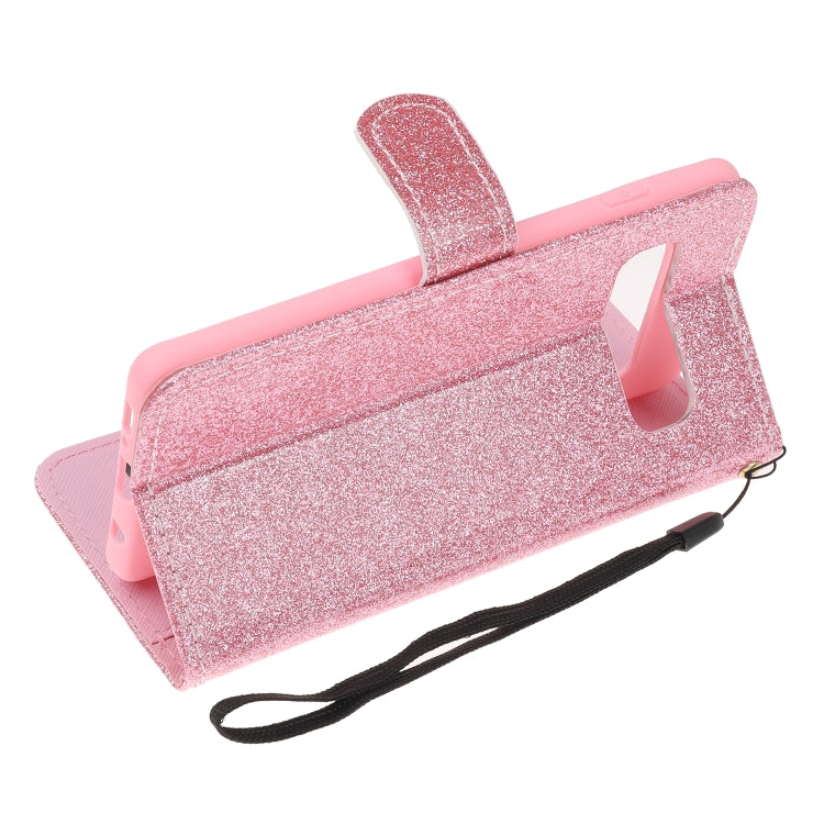 For Samsung Galaxy S10e Glitter Powder Horizontal Flip Leather Case with Card Slots & Holder & Photo Frame & Wallet