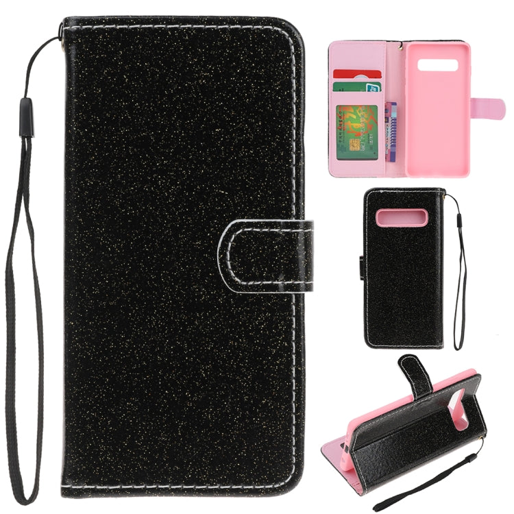 For Samsung Galaxy S10e Glitter Powder Horizontal Flip Leather Case with Card Slots & Holder & Photo Frame & Wallet