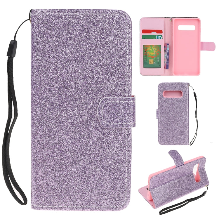 For Samsung Galaxy S10e Glitter Powder Horizontal Flip Leather Case with Card Slots & Holder & Photo Frame & Wallet
