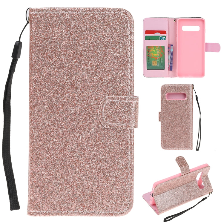 For Samsung Galaxy S10e Glitter Powder Horizontal Flip Leather Case with Card Slots & Holder & Photo Frame & Wallet
