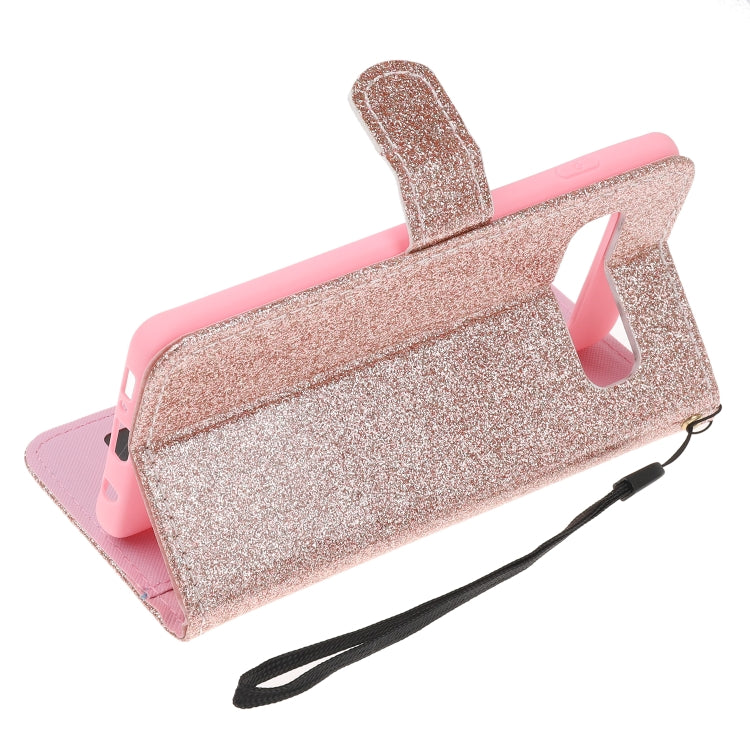 For Samsung Galaxy S10e Glitter Powder Horizontal Flip Leather Case with Card Slots & Holder & Photo Frame & Wallet