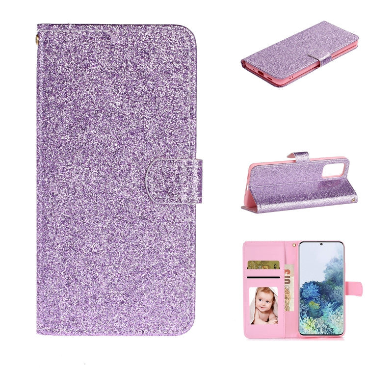 For Samsung Galaxy S20 Glitter Powder Horizontal Flip Leather Case with Card Slots & Holder & Photo Frame & Wallet