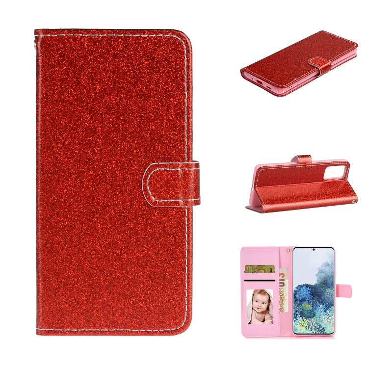 For Samsung Galaxy S20 Plus Glitter Powder Horizontal Flip Leather Case with Card Slots & Holder & Photo Frame & Wallet