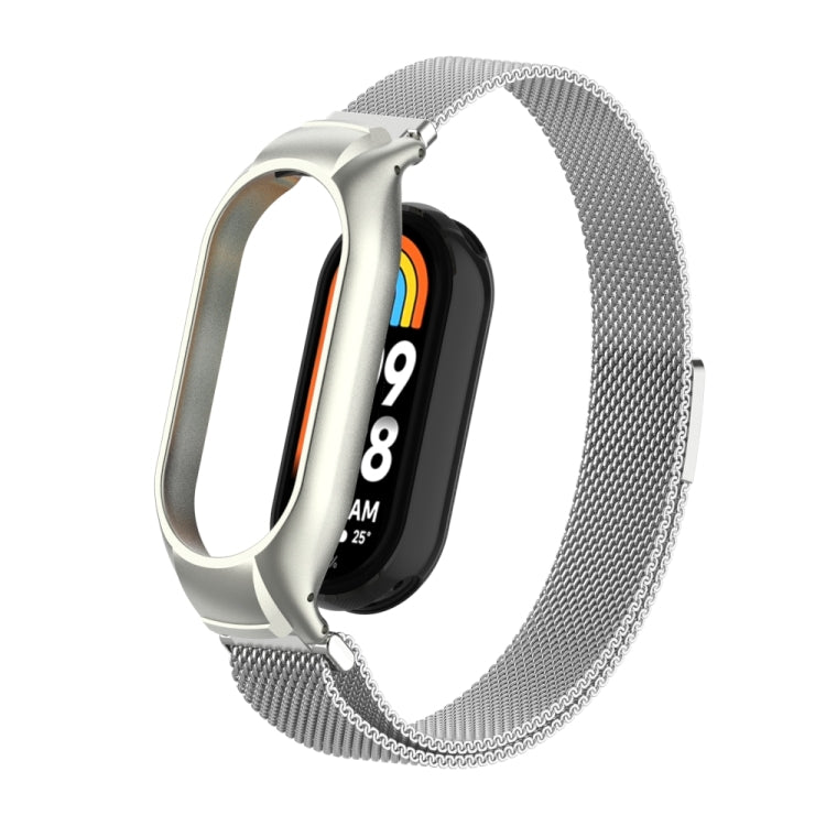 For Xiaomi Mi Band 8 Integrated Metal Case + Milanese Magnetic Watch Band