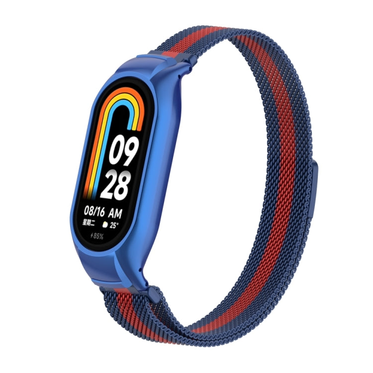 For Xiaomi Mi Band 8 Integrated Metal Case + Milanese Magnetic Watch Band