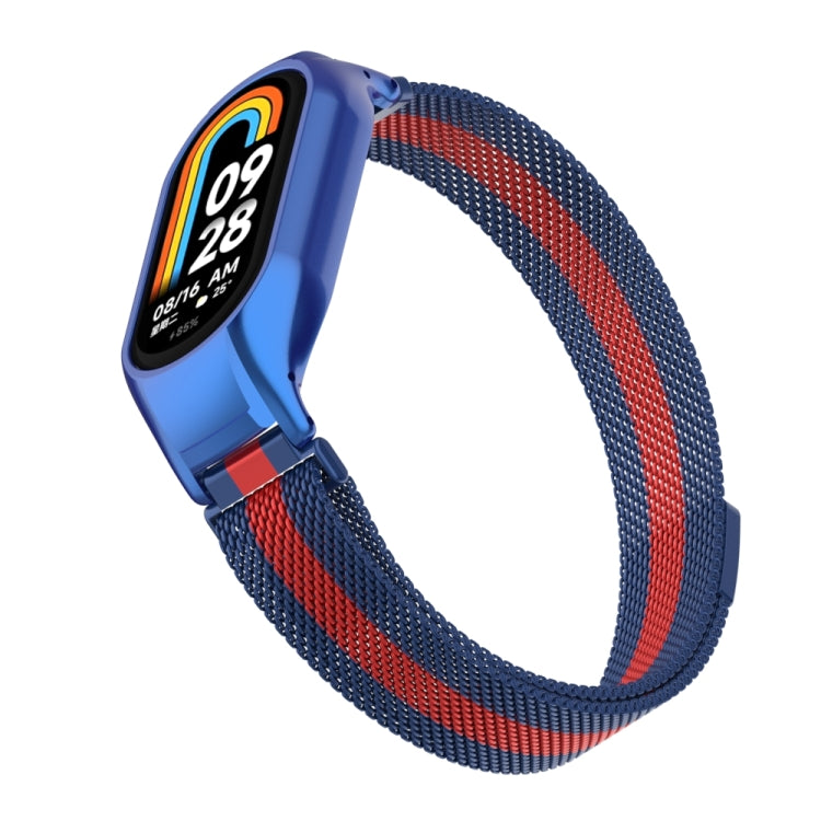 For Xiaomi Mi Band 8 Integrated Metal Case + Milanese Magnetic Watch Band