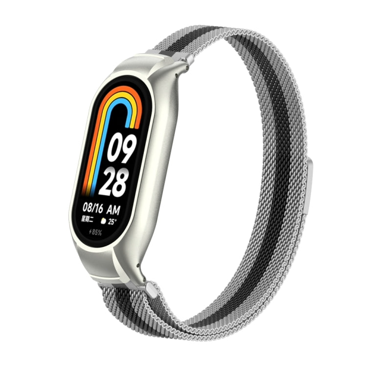 For Xiaomi Mi Band 8 Integrated Metal Case + Milanese Magnetic Watch Band