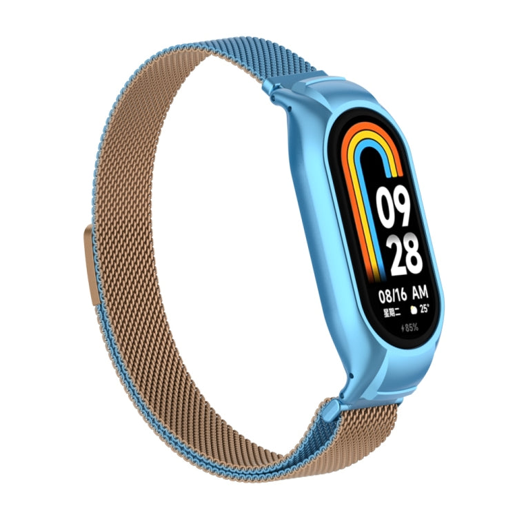 For Xiaomi Mi Band 8 Integrated Metal Case + Milanese Magnetic Watch Band