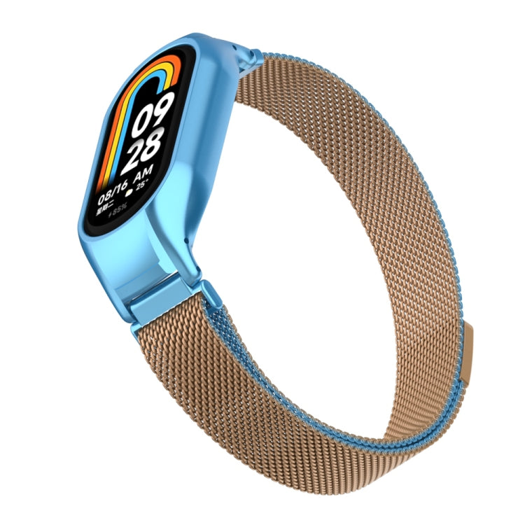 For Xiaomi Mi Band 8 Integrated Metal Case + Milanese Magnetic Watch Band