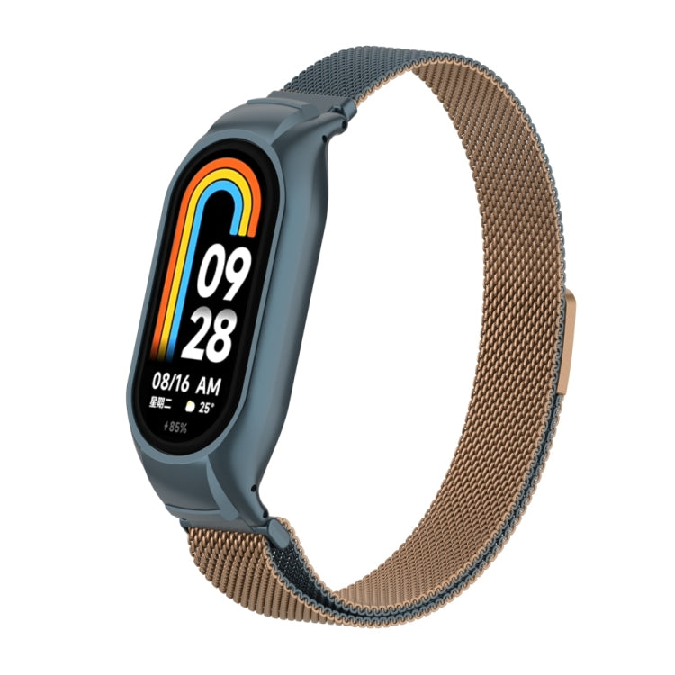 For Xiaomi Mi Band 8 Integrated Metal Case + Milanese Magnetic Watch Band
