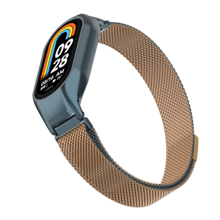 For Xiaomi Mi Band 8 Integrated Metal Case + Milanese Magnetic Watch Band