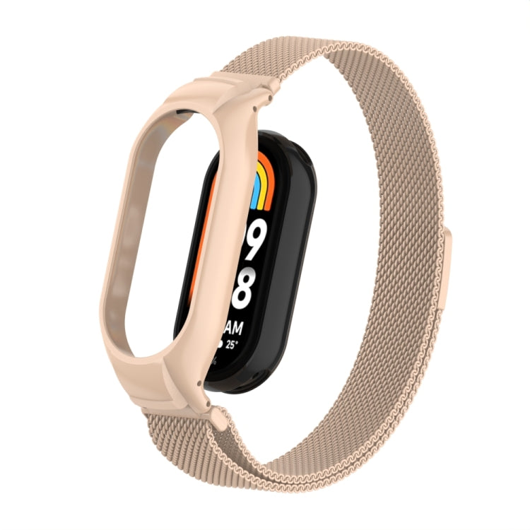 For Xiaomi Mi Band 8 Integrated Metal Case + Milanese Magnetic Watch Band