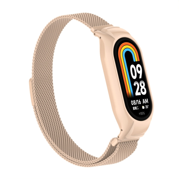For Xiaomi Mi Band 8 Integrated Metal Case + Milanese Magnetic Watch Band