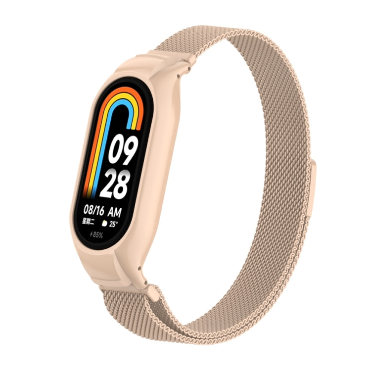 For Xiaomi Mi Band 8 Integrated Metal Case + Milanese Magnetic Watch Band