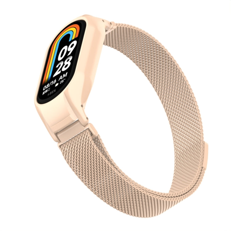 For Xiaomi Mi Band 8 Integrated Metal Case + Milanese Magnetic Watch Band