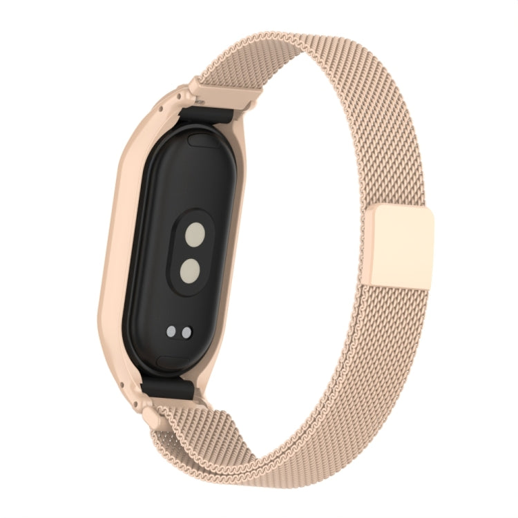 For Xiaomi Mi Band 8 Integrated Metal Case + Milanese Magnetic Watch Band