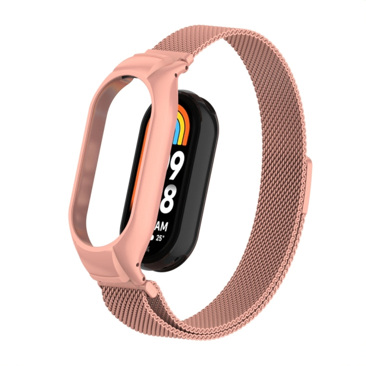 For Xiaomi Mi Band 8 Integrated Metal Case + Milanese Magnetic Watch Band