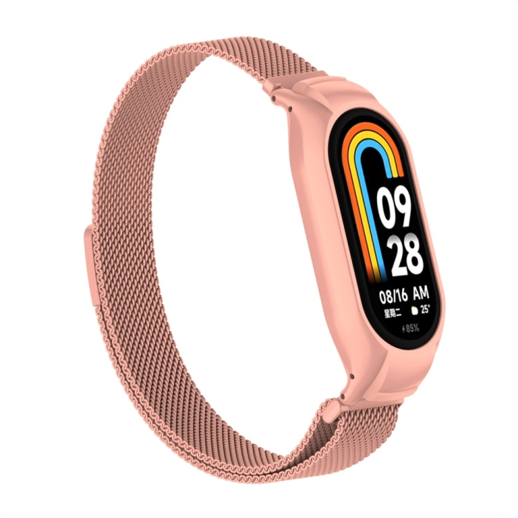 For Xiaomi Mi Band 8 Integrated Metal Case + Milanese Magnetic Watch Band