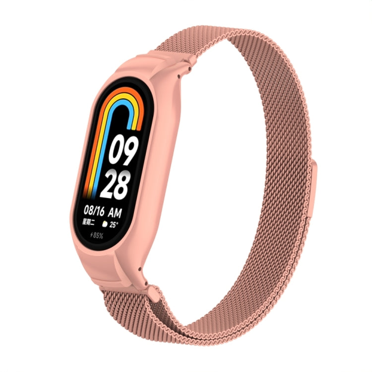 For Xiaomi Mi Band 8 Integrated Metal Case + Milanese Magnetic Watch Band