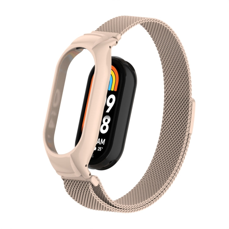For Xiaomi Mi Band 8 Integrated Metal Case + Milanese Magnetic Watch Band
